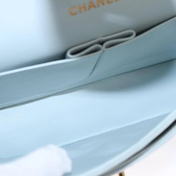 CHANEL Matelasse Chain Shoulder Bag Suede Light Blue Gold CC Auth 106433AV - Picture 10 of 16